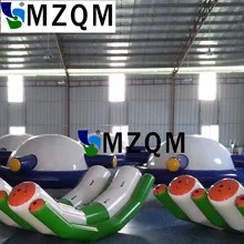 MZQM 3X2.1m air sealed 0.9mm pvc tarpaulin inflatable Seesaw inflatable rocker, inflatable seasaw rocker for water sports