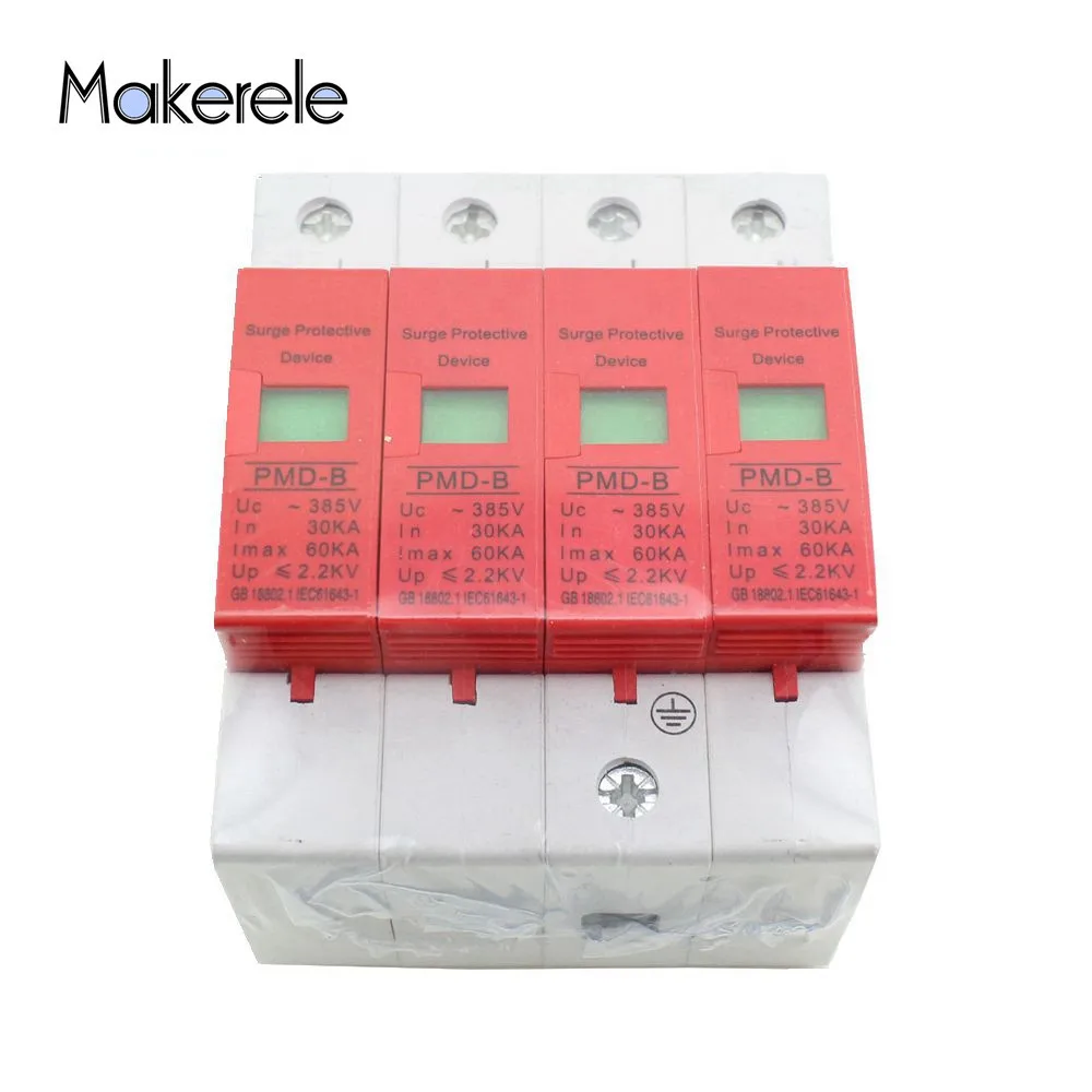 

Free Shipping AC Surge Protector Protective Low-voltage Arrester Device Protector Relay SPD 4P 30KA~60KA ~420VAC House