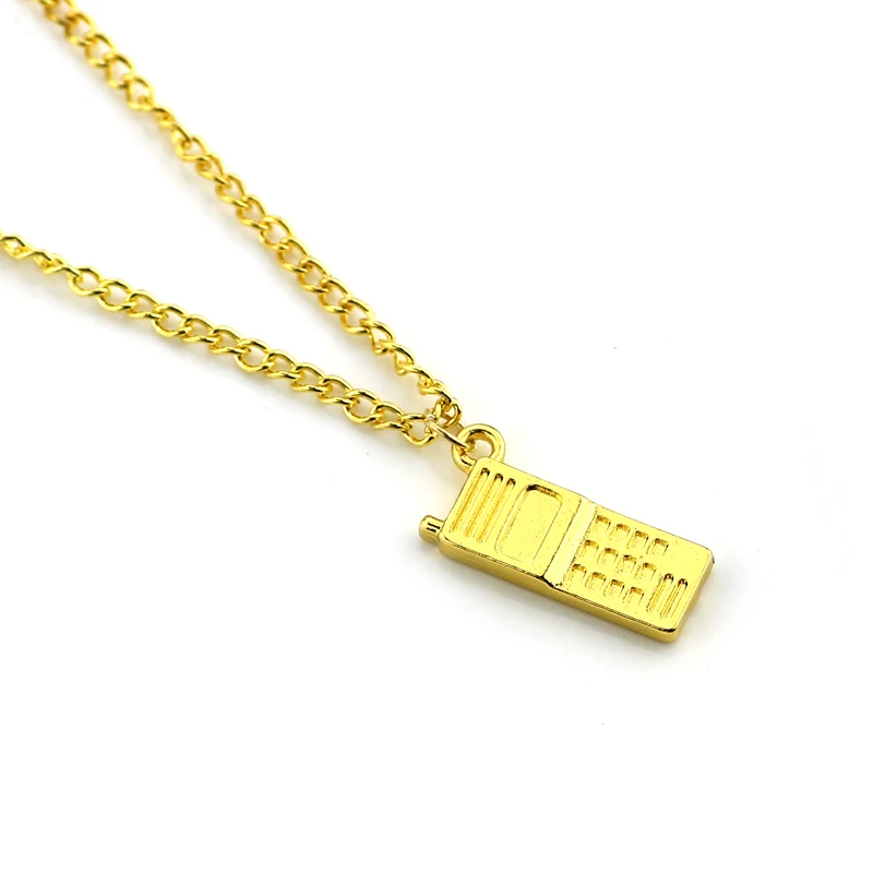 Unique Design Gold Color Mobile Phone Model Pendant Necklace for Women Men Charm Long Chain