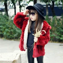 100% Real Genuine rabbit fur Children Girls Hooded Rex Rabbit Fur Coat Jacket Clothing fur Outwear Winter Warm 2018 rex rabbit fur coat girl fur coat wine red natural rabbit fur jacket girl jacket children s wear casual warm clothing