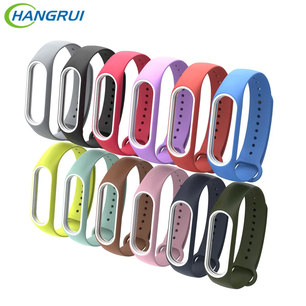 

HANGRUI Crystal Plastic+Carbon Fiber silicon strap For xiaomi Mi band 2 Smart Wrist Bracelet Extended plus Strap Replacement