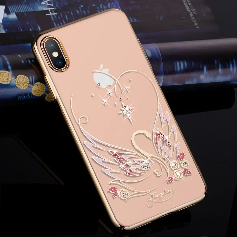  Luxury Glitter Swan Plated Case For iPhone X XS Max XR XS 10 Back Hard Phone Covers Crystals Diamon