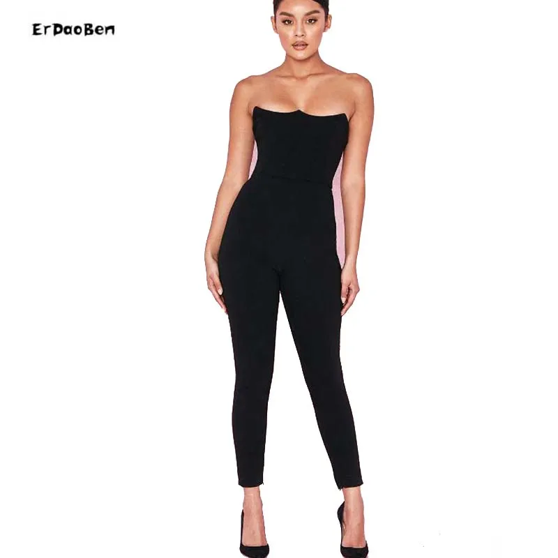 ERDAOBEN Sexy Bandage Jumpsuit Women Rayon Spandex New Arrival Bodycon