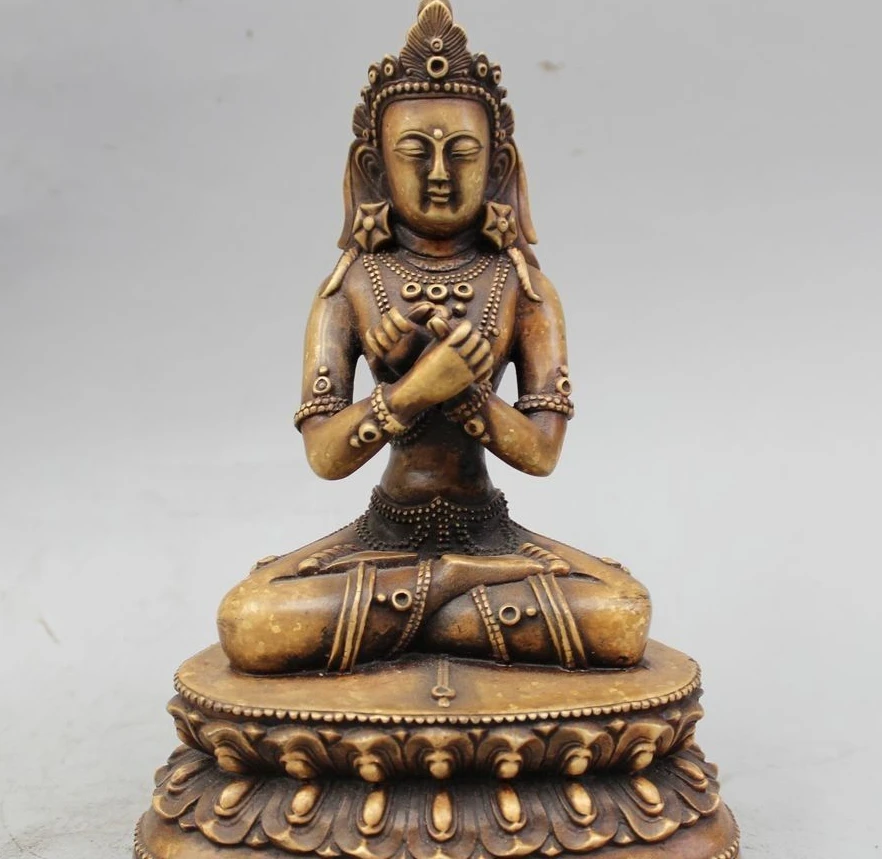 

7" Tibet Buddhism Braonze Seat Vajradhara Vajrabhairava Goddess Statue Sculpture