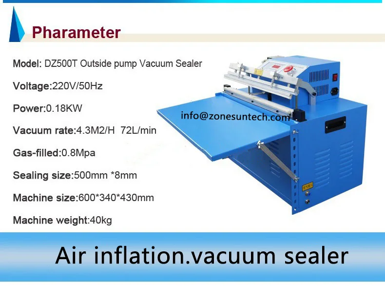 ZONESUN DZ500T коммерческий Вакуумный упаковщик риса, промышленная вакуумная посылка, Настольная наружная насосная вакуумная упаковочная машина