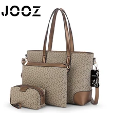 Jooz famosa marca 3 unids de lujo accesorios de peluche mujeres set bolso de cuero hombro de las mujeres bolsos de las señoras bolso de embrague del monedero