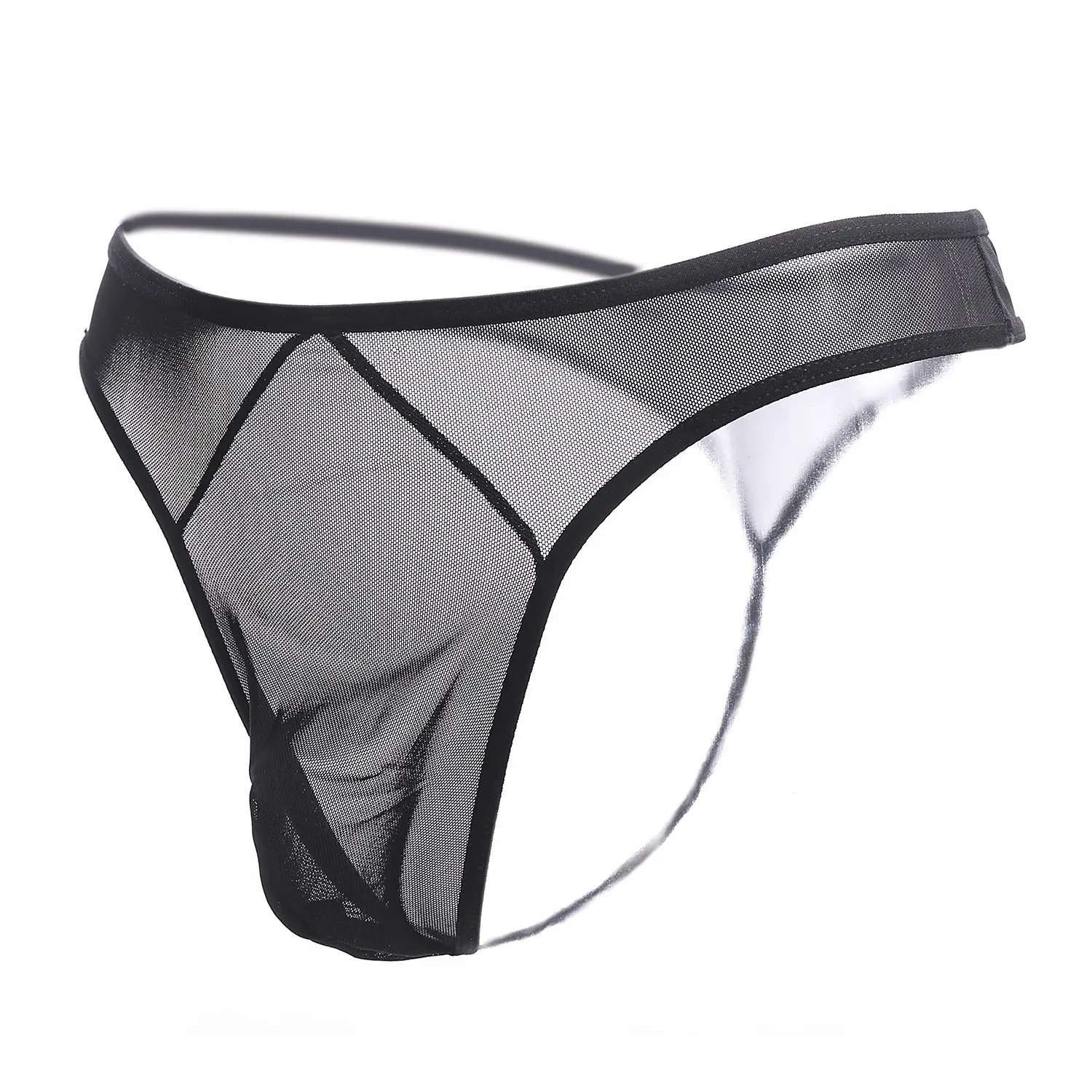 

Solid Color Half Transparent Mens Thongs And G Strings Low Waist Erotic Men Thong Backless Hollow Out Gays Underwear