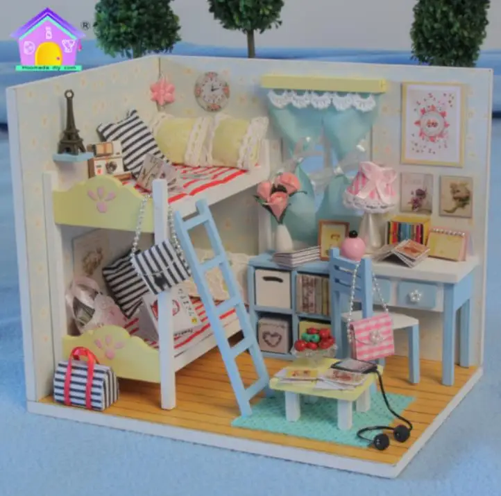 DIY ручной работы 1:32 миниатюрный кукольный домик с крышкой Симпатичные мечтает собрать комплект с светодио дный свет сладкий солнце Кукольный дом подарок для девочки