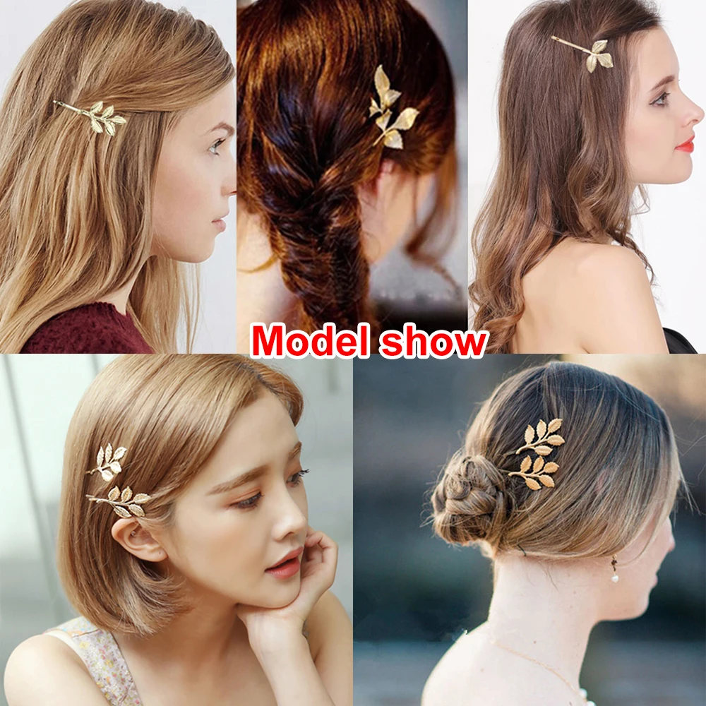 Woman Bride Metal Leaf Feather Hair Clips Pearl Hairpin Beautiful And Elegant Girls barrettes Hair Accessories Fashion Two Type