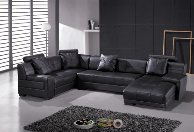 

Modern leather corner sofa with genuine leather sofa sectional living room sofas