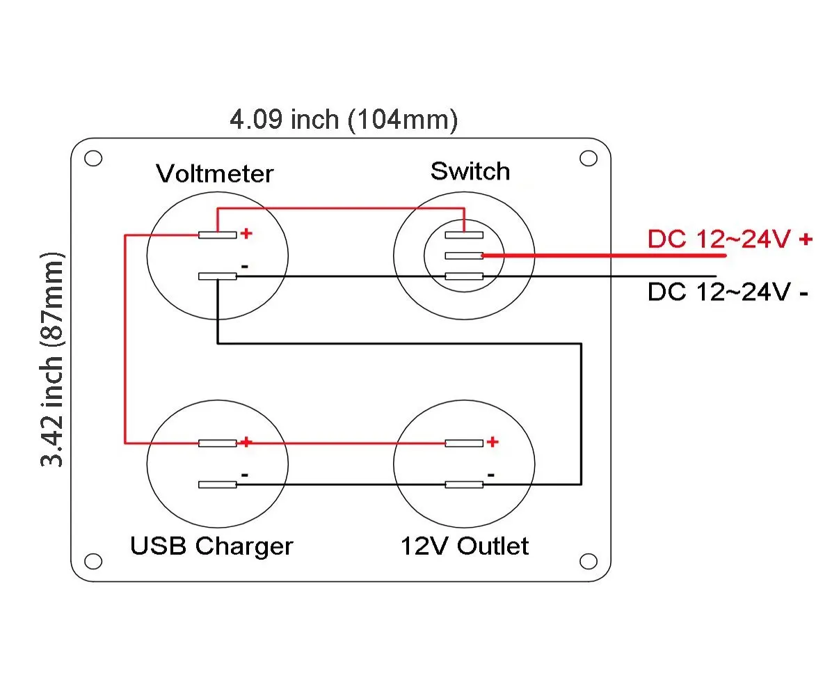 Двойное зарядное устройство USB 2.1A 2.1A вольтметр 12V розетка+ переключатель включения-выключения для автомобилей лодка морской грузовик Camper транспортные средства(красный