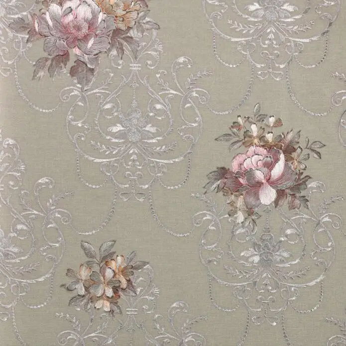 European luxury 3D floral background wallpaper 3D embossed gold foil wallpaper roll Living room bedroom wallpaper Silver gray European luxury 3D floral background wallpaper 3D embossed gold foil wallpaper roll Living room bedroom wallpaper Silver gray