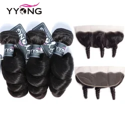 Yyong Brazilian Loose Wave Bundles With Frontal 3 Remy Human Hair Weave Bundles With Closure Free Part Lace Frontal With Bundles Yyong Brazilian Loose Wave Bundles With Frontal 3 Remy Human Hair Weave Bundles With Closure Free Part Lace Frontal With Bundles