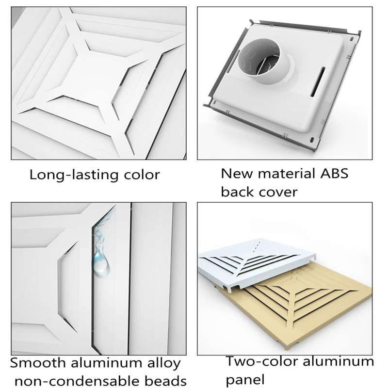 Встроенный потолочный 300*300 алюминиевый сплав свежий воздух квадратный обтекатель выход вентиляционный канал гриль антикоррозийный легко установить