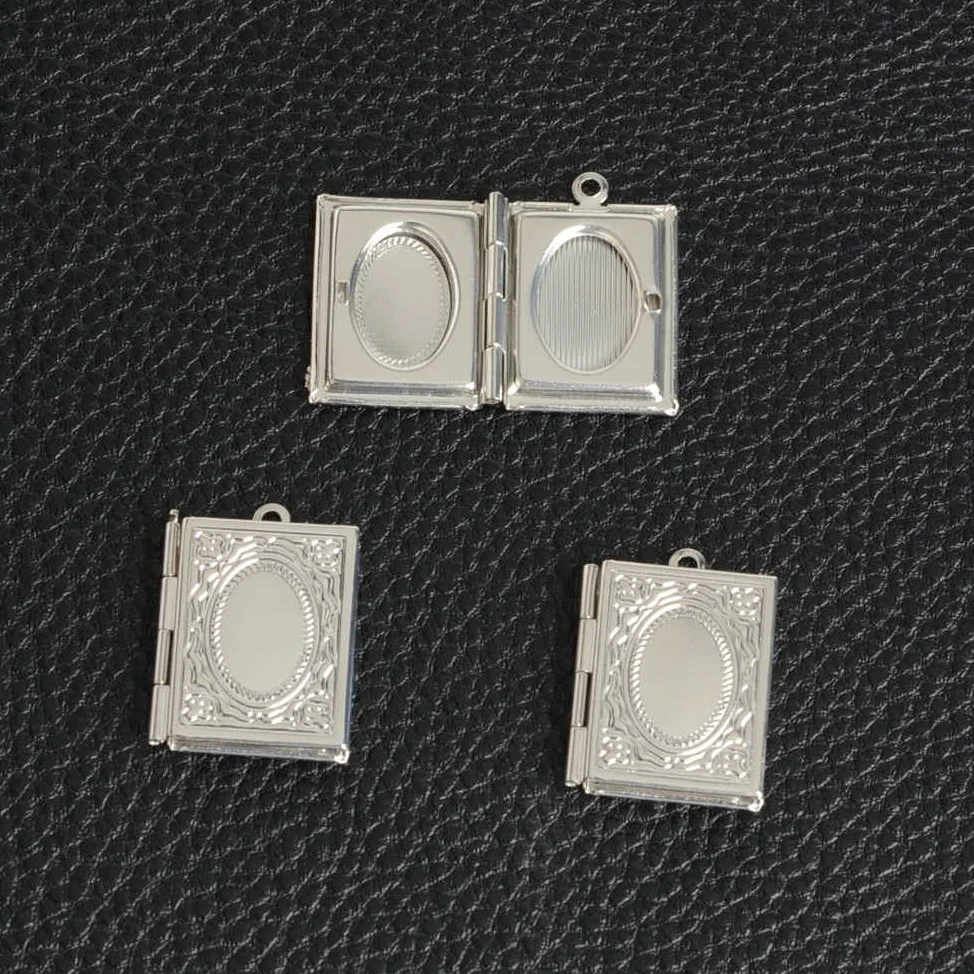 30pcs Silver Plated Book Locket Charm Pendant, Fashion Lover Pendants Christian Jewelry Christmas Gifts Photo Frame Promise Love 2