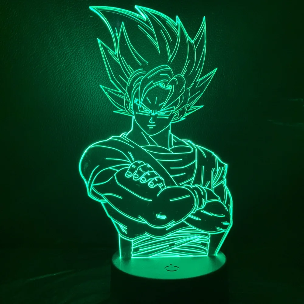 Dragon Ball Goku 3D Illusion Night Light Luce d/'atmosfera per bambini Telecomando a 7 colori e pulsante a sfioramento Luce regalo di festa