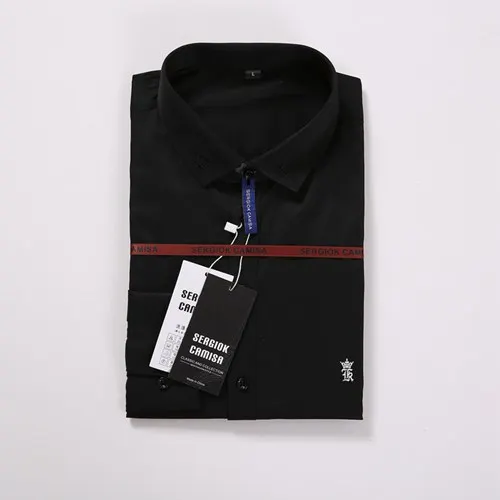 Aramis Sergio K Dudalina, мужская рубашка, Camisa Social Masculina,, мужская рубашка с вышитым логотипом, длинные рукава, деловые повседневные рубашки для мужчин - Цвет: SK-1708black