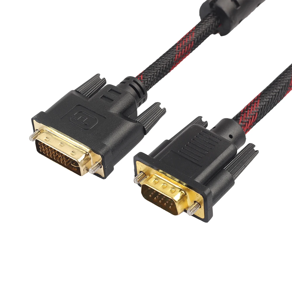 1,5 м DVI мужской VGA Мужской DVI-I кабель 24+ 5 VGA кабель с поворотом Соединительный кабель для DVI-I VGA видео для HDTV DVD ноутбука