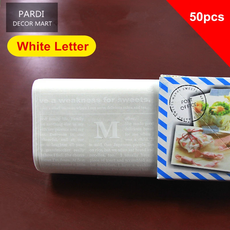 

Colorful packing double coated wax Oilpaper for cake desserts wax paper silicon paper 50pcs/box/white letter
