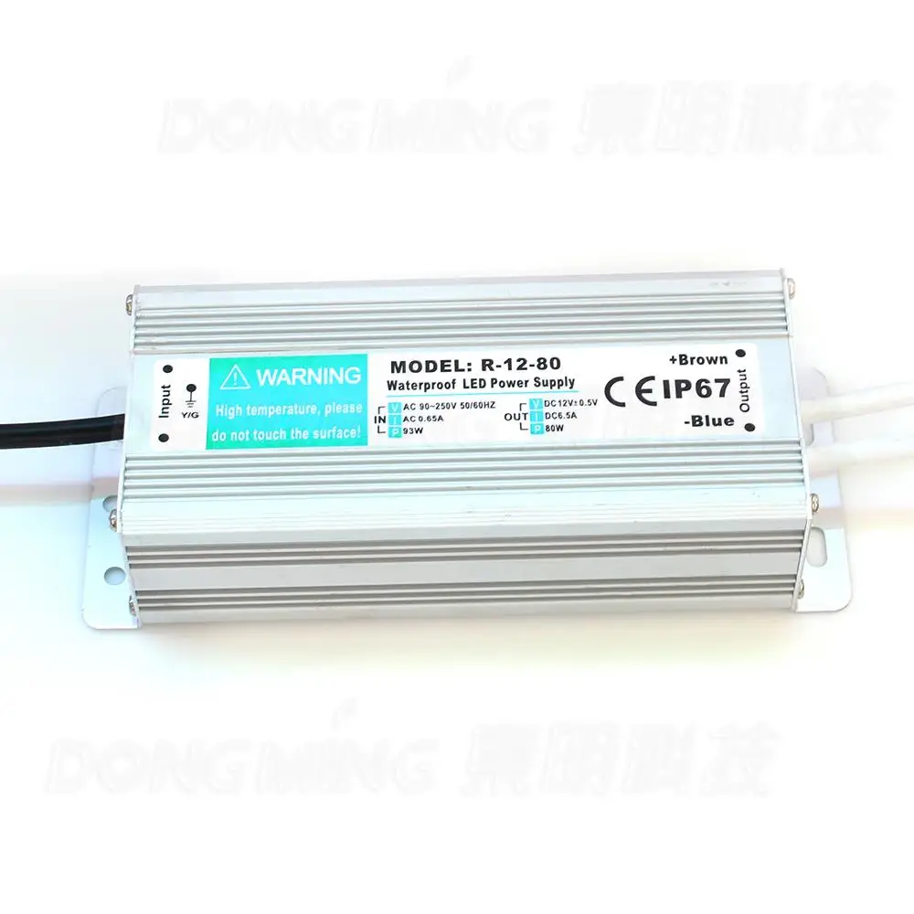 

40 шт./лот AC110-260 вход DC 12V Выходной силовой трансформатор 80W 6.6A Светодиодный источник питания водонепроницаемый IP67 Светодиодный адаптер