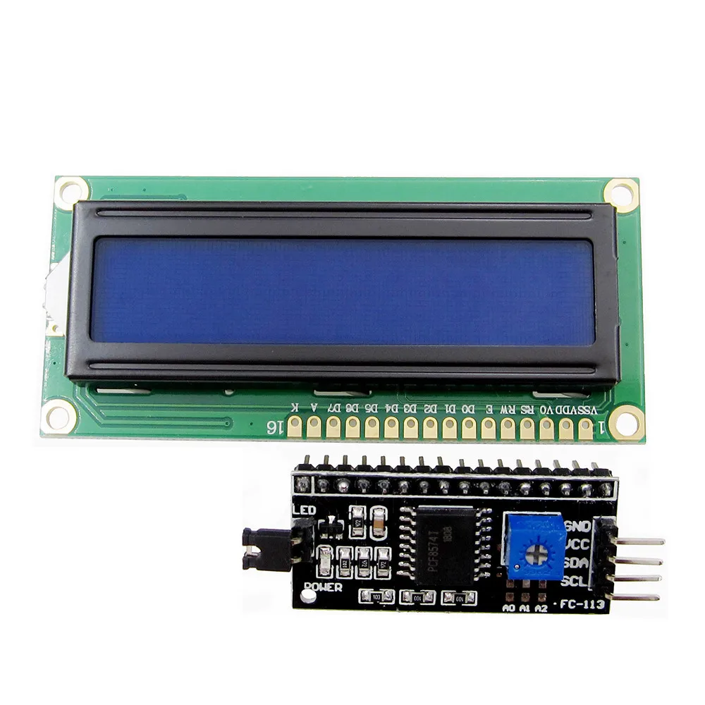 1 set IIC/I2C + LCD 1602 Biru/Hijau 
