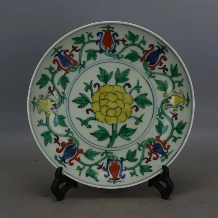 

Antique MingDynasty porcelain plate,color Peony Plate,Hand-painted crafts,Decoration,Collection&Adornment,Free shipping