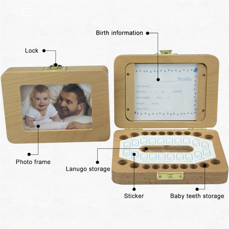 Английская деревянная коробка для выпавших детских зубов сохранить молочные зубы деревянные Альбомы для монет зубы пупочной шнур Lanugo Детские сувениры