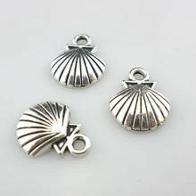48 pces tibetano concha de prata/concha encantos artesanato pingentes 12x14mm joias descobertas