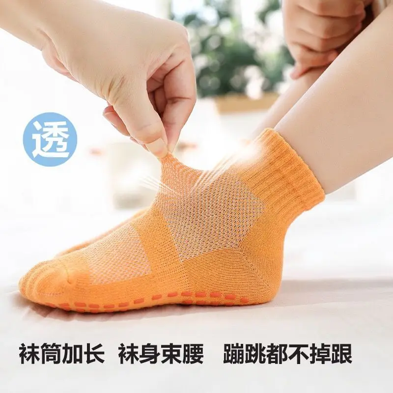 Cotton Socks Children Socks Autumn/Winter/Spring/Summer Thin And Breathable Non-slip Floor Socks Boy and Girl Rubber Socks Home Cotton Candy Color