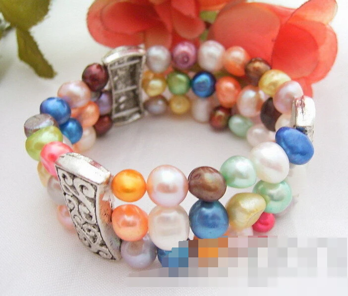 

free shipping 01506 Multi Color Pearl Bracelet