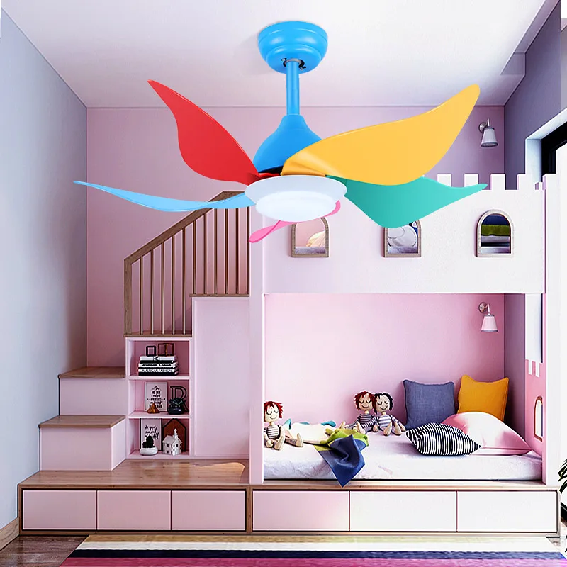 TRAZOS Led Ventilador De techo con luces para los niños De Ventilador De Teto De 220 voltios ventiladores De techo lámpara dormitorio Ventilador De refrigeración iluminación