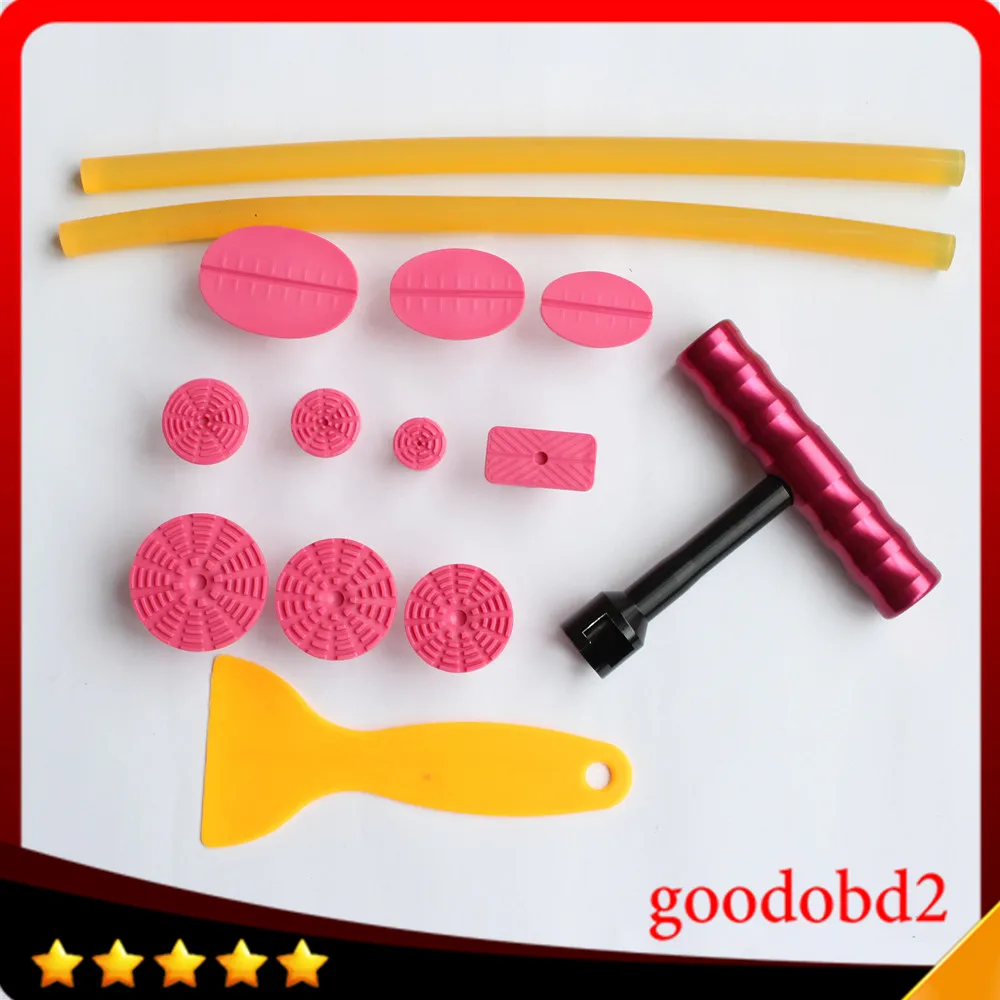 

PDR Tool Kit 10x Puller tabs T-Bar Dent Lifter Glue Tabs Paintless Dent Repair Tools Hand Tool+2pc glue sticks for any car dents