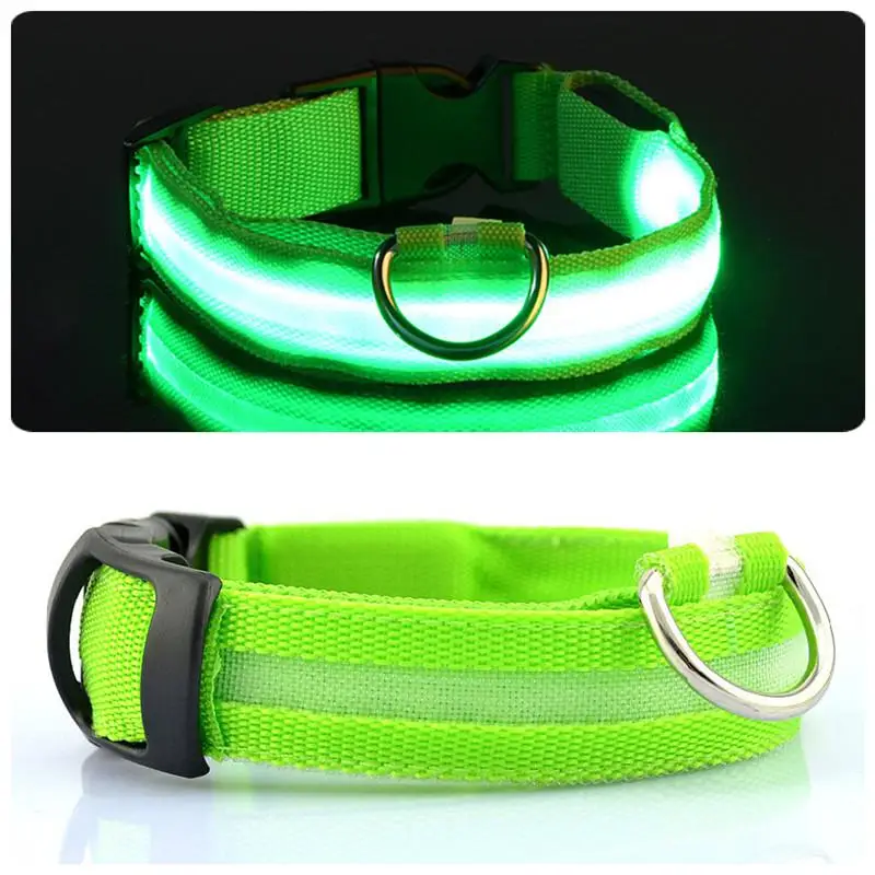 USB Перезаряжаемый Светодиодный светящийся ошейник для собак, светящееся ожерелье для домашних животных, ошейник для прогулок в ночное время, товары для домашних животных - Цвет: green