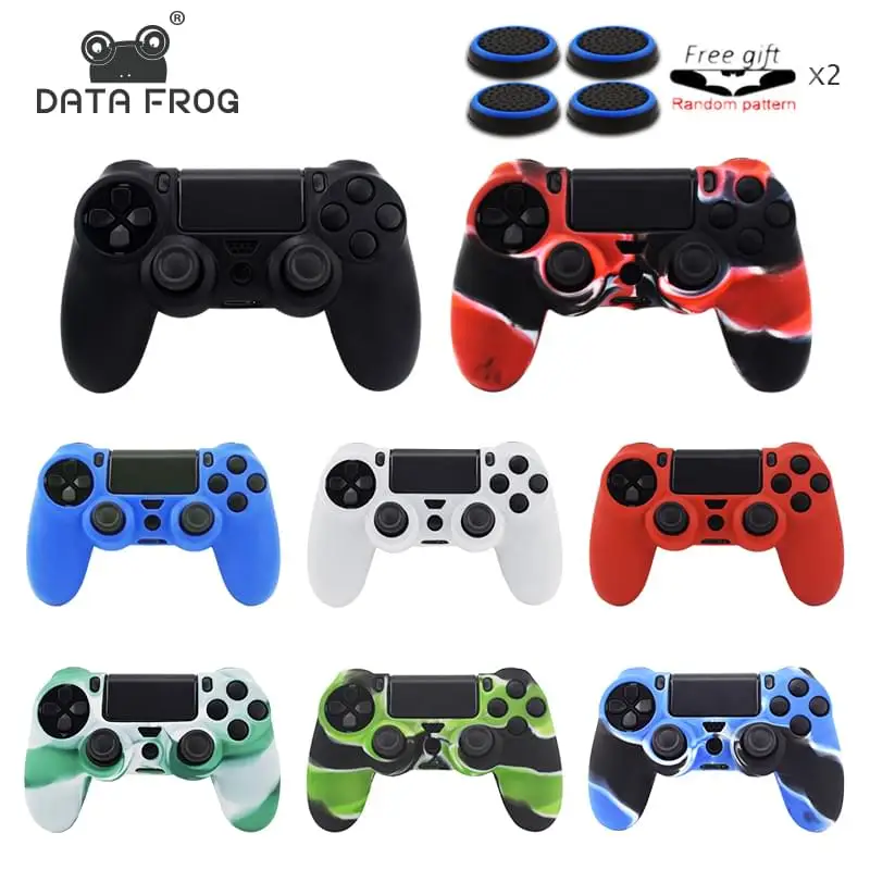 

Soft Silicone Rubber Case Cover For Dualshock 4 PS4 DS4 PlayStation 4 Pro Slim Controller Skin + 4 Thumb Stick Grips Caps