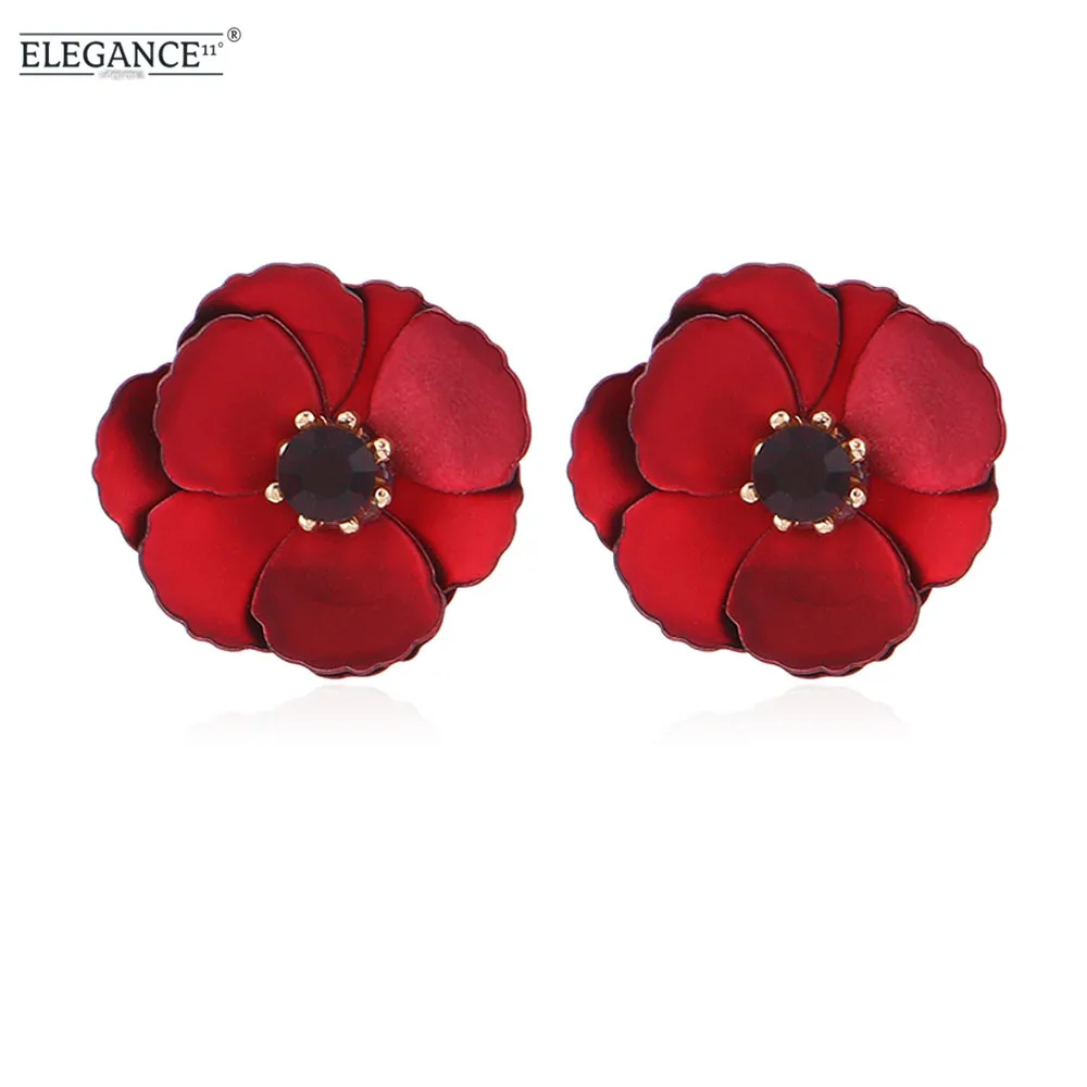 

Elegance New Fashion Big Red Flower Earrings for Women Bohemia Vintage Stud Earrings Jewelry Wholesale pendientes brinco