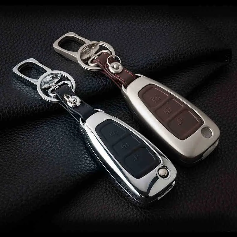 Zinc Alloy+leather Car Styling Remote Key Cover Case For Ford Focus 3 4