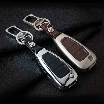 

Zinc alloy+Leather Car Styling Remote Key Cover Case For Ford Focus 3 4 Mondeo MK3 MK4 Kuga Escape Edga 2017 2016 2015 2014 2013