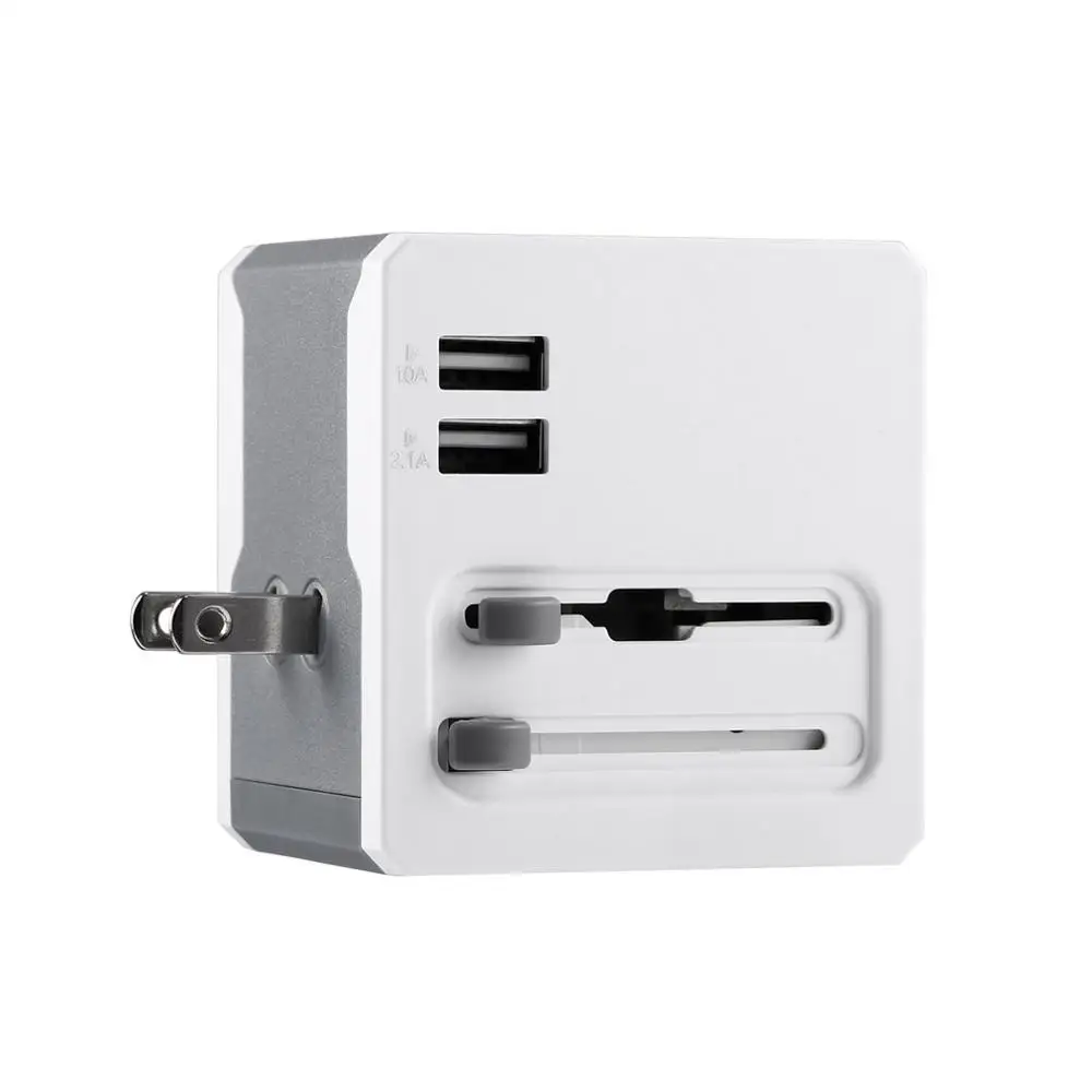 

Universal Indoor Compact Small 100-250V AC-AC No Grounding Dual USB Chargers Multi Function Travel Adapter Charging Station