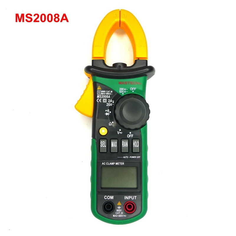 

MASTECH MS2008A Digital Clamp Meter AC 600A Current Meter AC DC 600V Voltmeter Resistance Capatitance Frequency Multitester