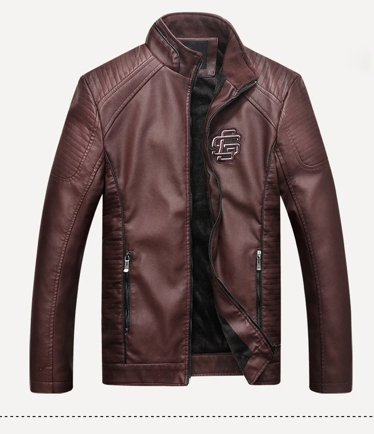 Новинка, 4XL 5XL, зимняя мужская кожаная куртка, брендовая, стоячий воротник, ПУ кожа, повседневная мужская мотоциклетная куртка, флисовая кожаная куртка-бомбер, пальто AF2067
