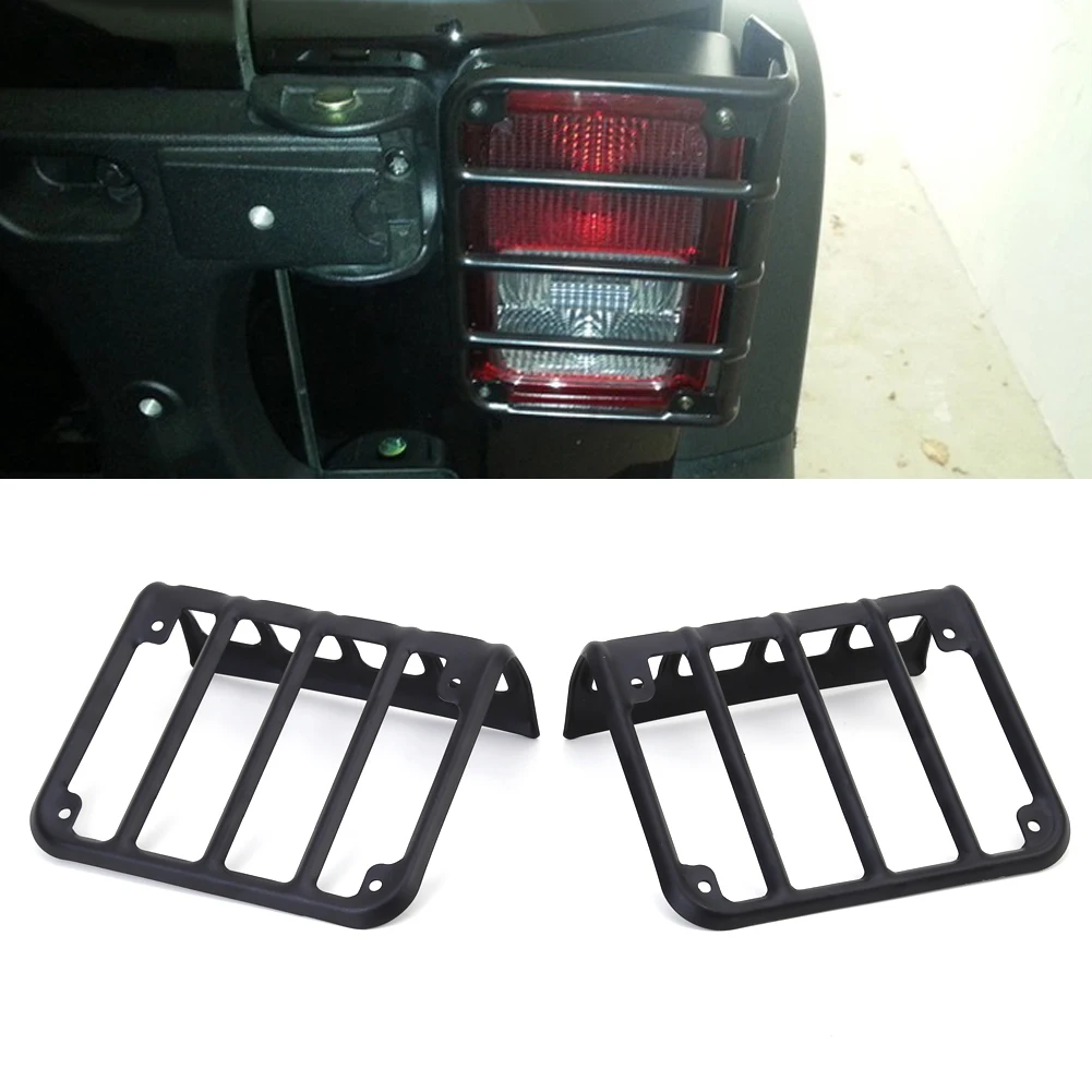 1 Pair Black Light Guard Rear Tail Light Cover For 2007 2017 Jeep