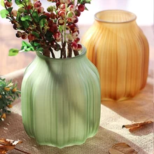 Европейские цветные стеклянные вазы, украшение для гостиной, винтажная матовая стеклянная ваза для цветов, Декор, гидропонный контейнер, стеклянная бутылка