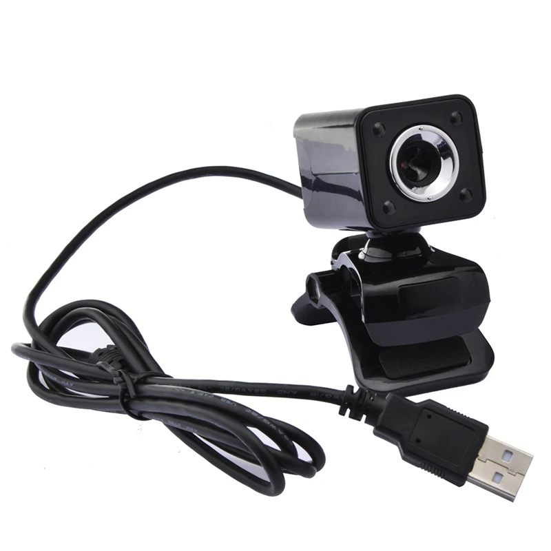 

High Quality USB 2.0 Full HD 480P 12M Pixel 4 LED Computer Webcam Web Cam Camera MIC for PC Laptop Black Computer Peripherals
