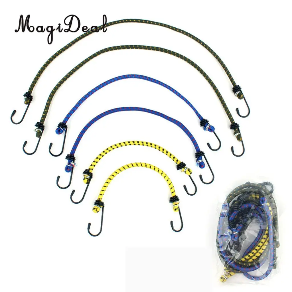 6pcs Durable Bungee Cord with Carabiner Hook Heavy Duty Straps Strong Elastic Rope Shock Cord Tie Down Set Outdoors