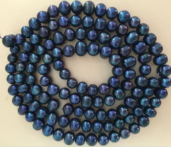 

stunning 10-11mmtahitian black blue baroque pearl necklace 40inch 925silver