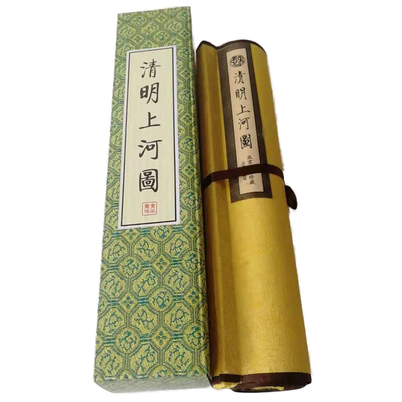 Традиционная китайская живопись свиток изысканный пейзаж Qing Ming Shang He Tu украшение