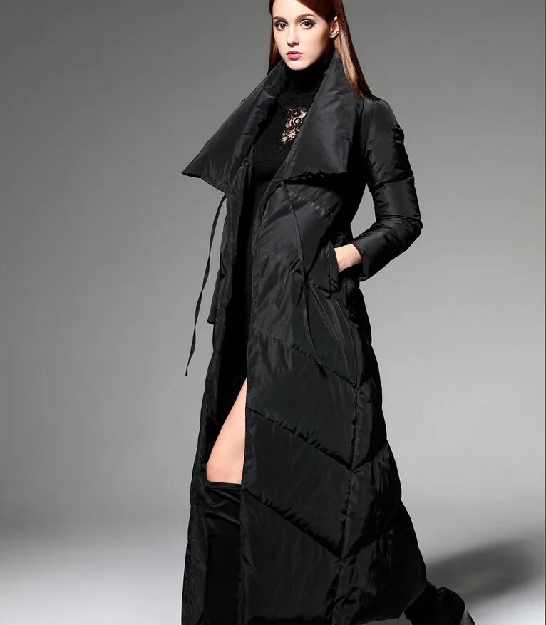 Thick X-Long Women Winter Down Coat Winter Women Down Coat Long Duck Down Jackets Plus Size