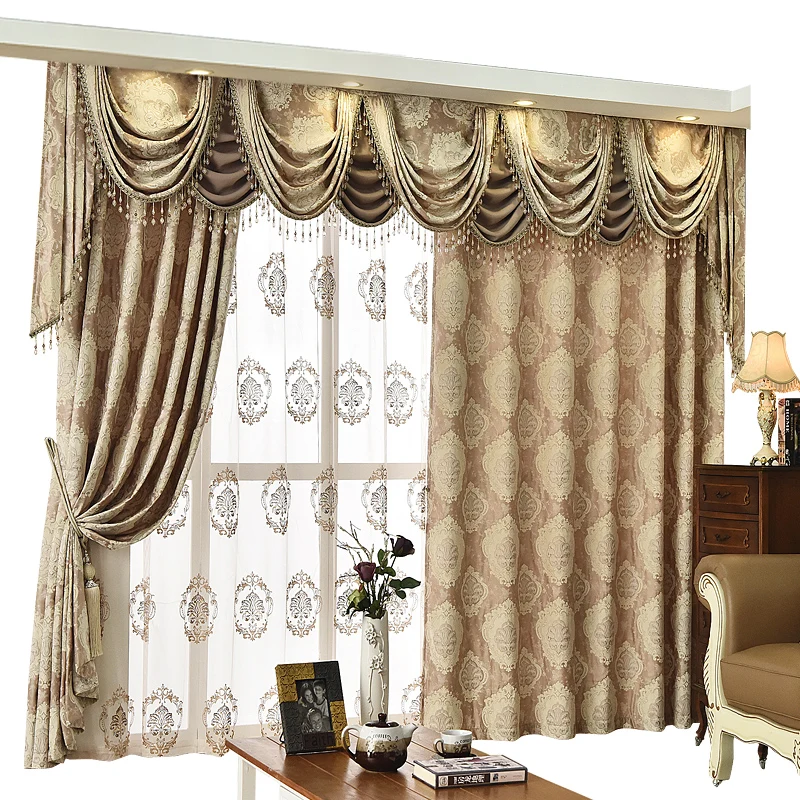 Европейские золотистые королевские Роскошные занавески для спальни, занавески на окно для гостиной, элегантные занавески с бусинами, занавески