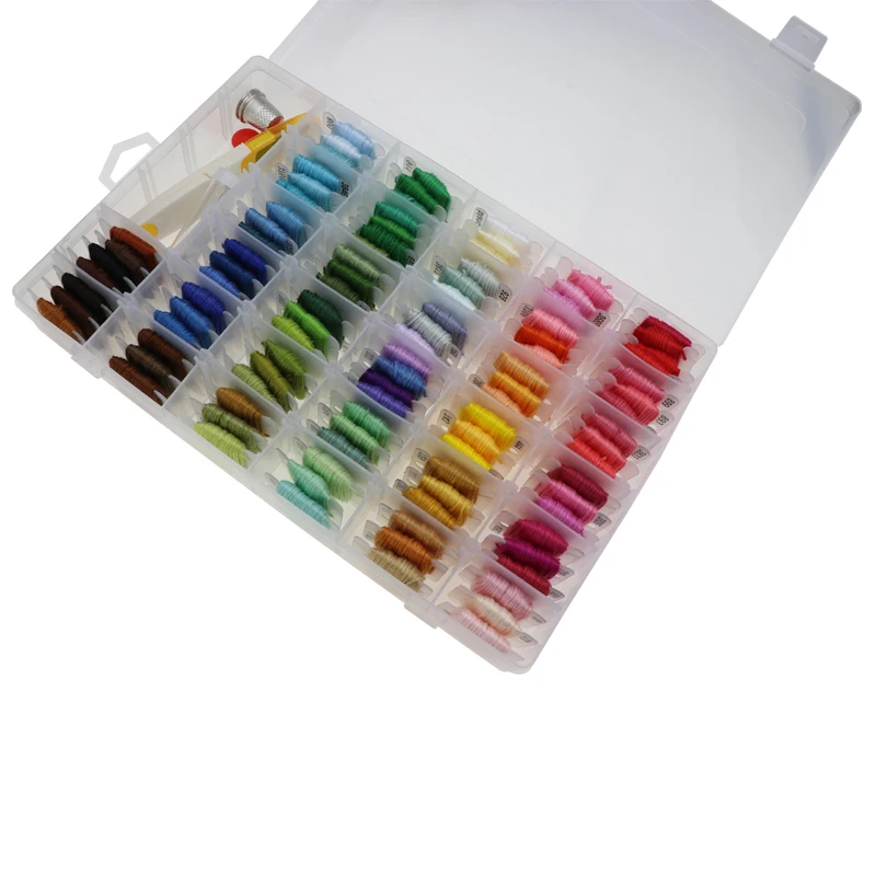 

Looen 100/50 pieces embroidery thread Cross stitch thread Kit with threader coils sewing needles embroidery storage box Initiati