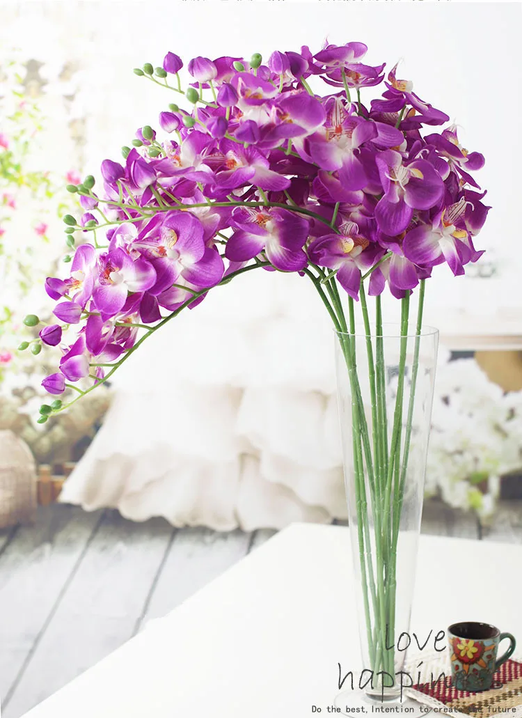 8 головок шелка фаленопсис моделирование искусственные цветы орхидеи для свадьбы новые украшения дома подарок HI-Q 6 шт./лот